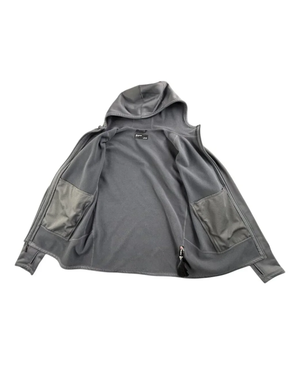 Marmot Polartec Jacket Mens Large Gray Hooded Softshell Fleece Full Zip Hiking
